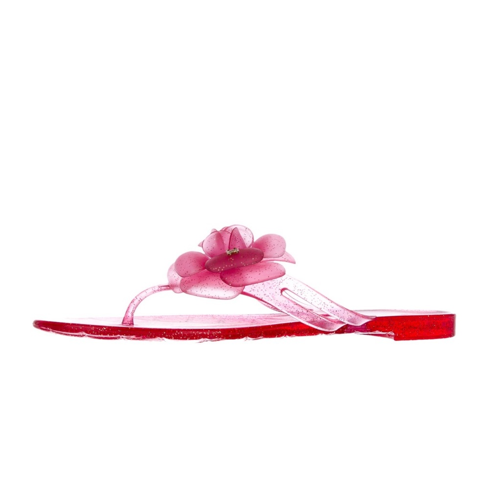 Brand New Size 38 Chanel Pink Jelly Sandals with Flower Detail - Picture 5 of 14